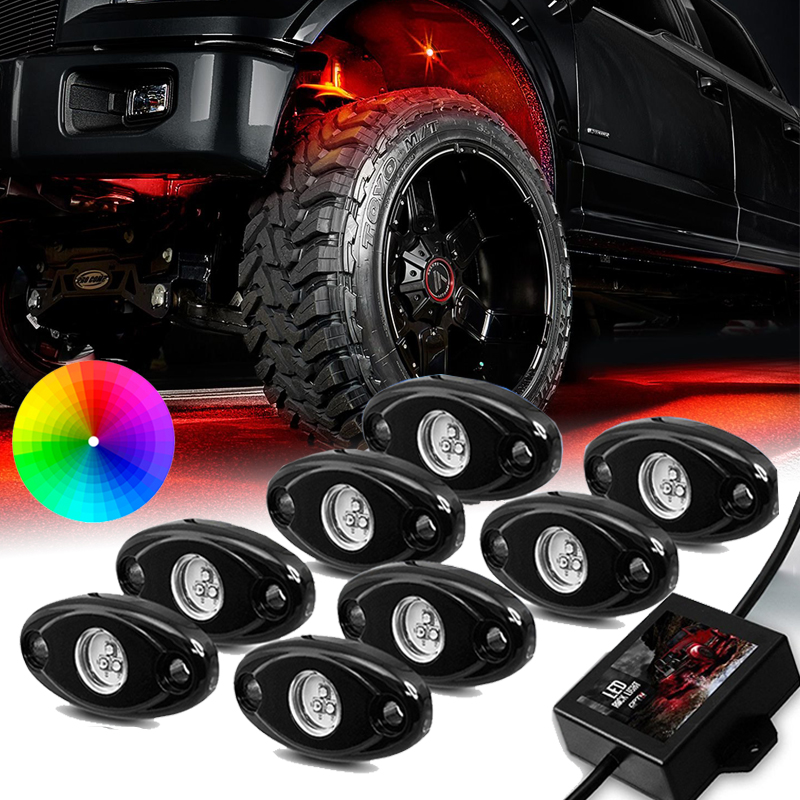 Details about   8PCS Wireless Mini Bluetooth LED RGB Rock Lights Under Wheel Off-road Truck JP