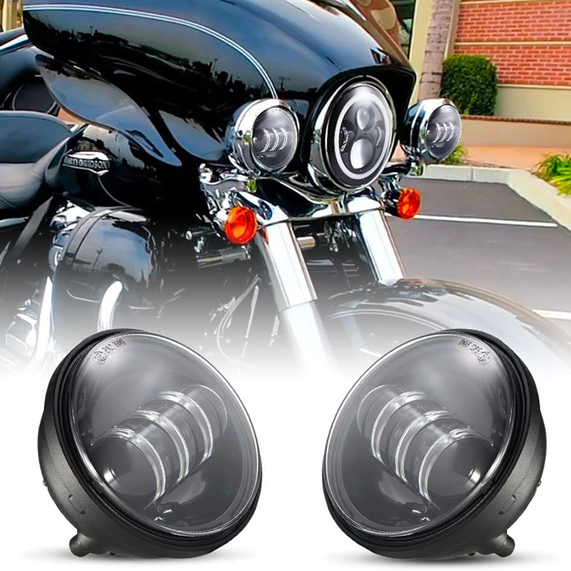 Black Z-OFFROAD 4-1/2 4.5 LED Passing Lamps Motorcycle Spot Fog Lights for Harley Davidson Electra Glide Road King 